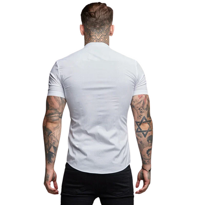 Trendy Summer Men’s Slim Fit Dress Shirt with Short Sleeves