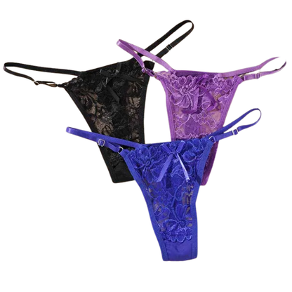 Sexy Lace Adjustable Thong Panties for Women Low Rise Briefs