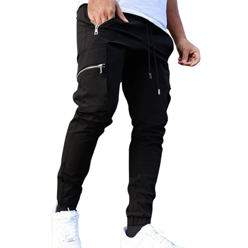 Slim Fit, All-Season Men's Mid-Waist Casual Sport Trousers