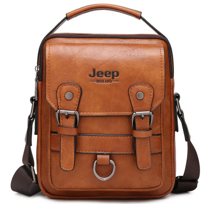 JEEP Men's Leather Business Crossbody Shoulder Messenger Bag