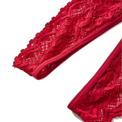 Sexy Lace Open Crotch Women’s Panties Solid Color Briefs