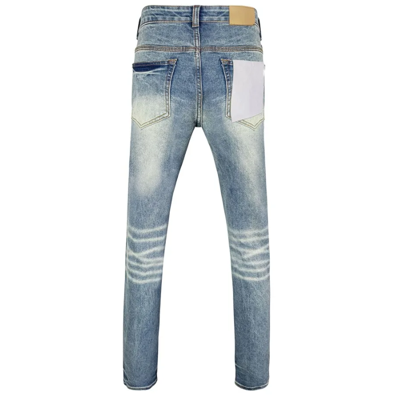 Light Blue, Stretch, Low Rise Men's Retro Graffiti Skinny Jeans