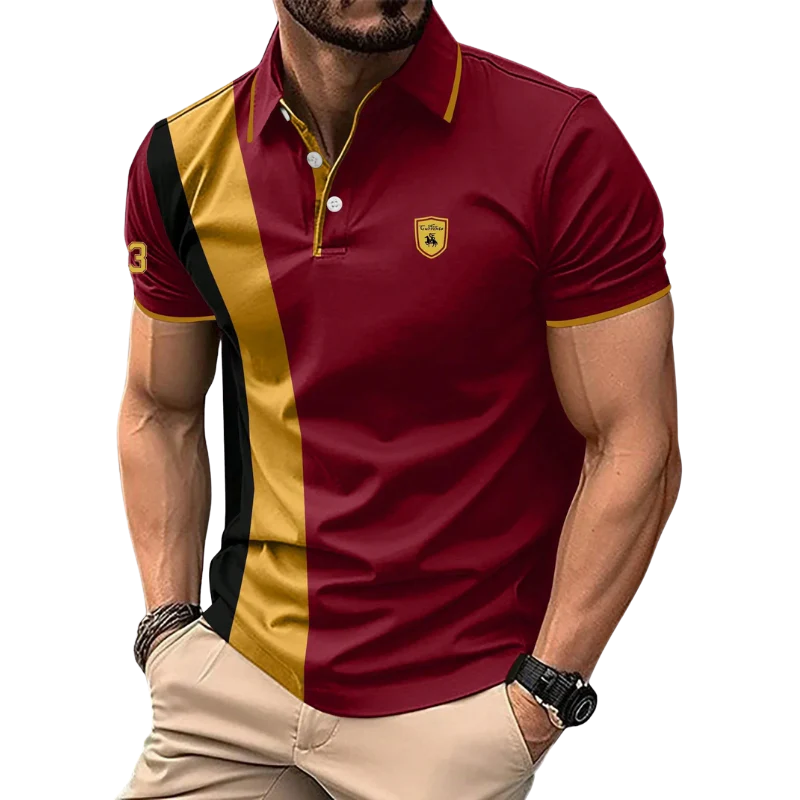 Summer Business Casual Lapel Tee Men’s Solid Polo Shirt