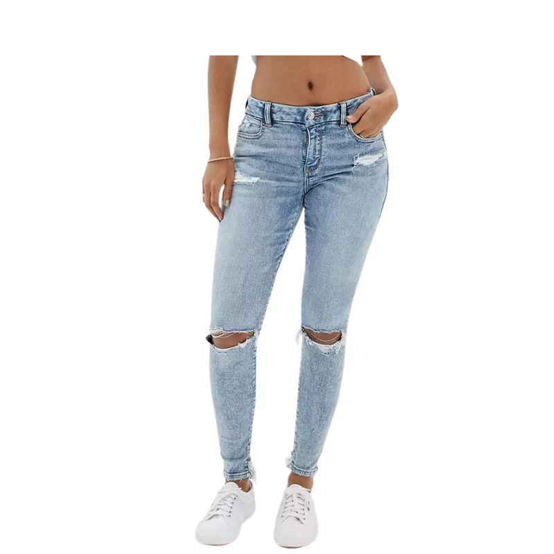 Low-Waist Slim-Fit Distressed Jeans for a Sleek Look
