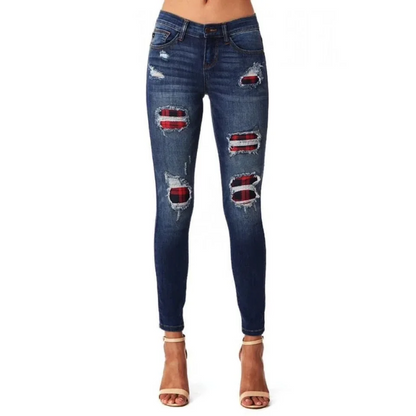 Stretch Denim Hipster Style Women’s Ripped Leopard Skinny Jeans