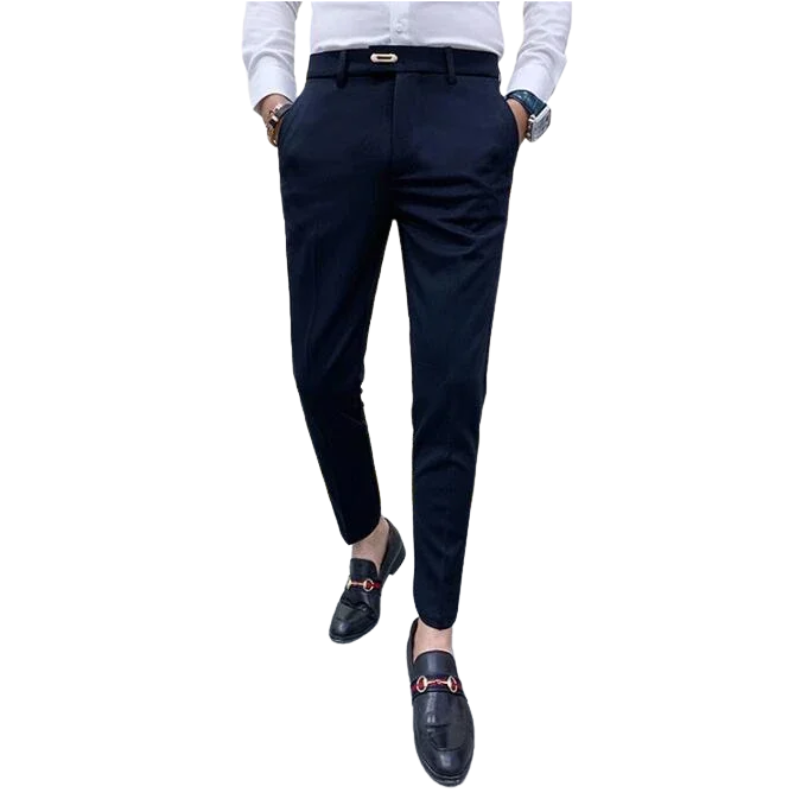 Korean Streetwear Style Men's Slim Fit Ankle Pants for Spring & Fall