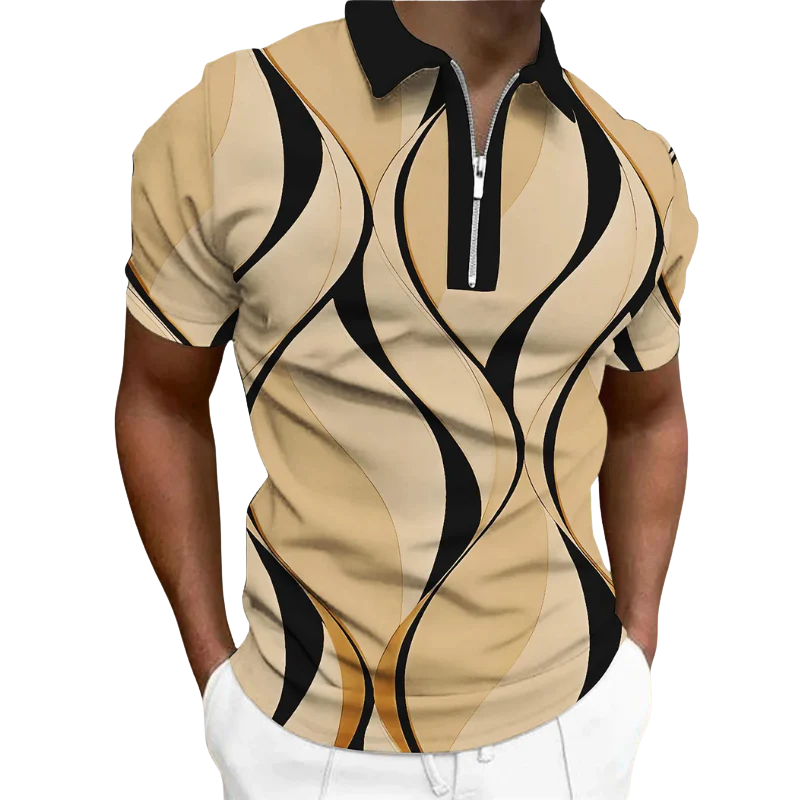 Short Sleeve Casual Men’s Summer 3D Striped Polo Shirt