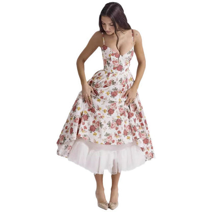 French Style Mesh Princess Dress with Flared Hem