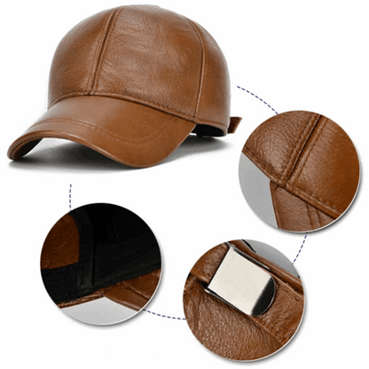 Men’s Genuine Cowhide Leather Adjustable Baseball Cap