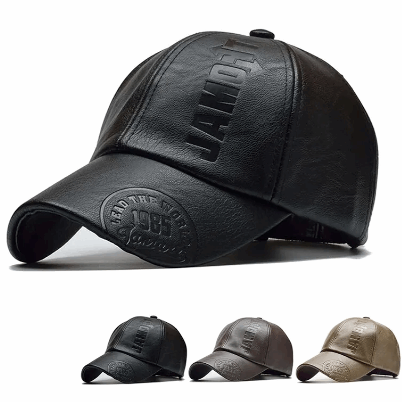 Premium PU Leather Letter Print Baseball Cap