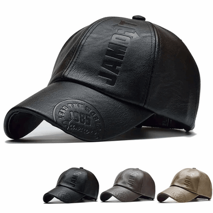 Premium PU Leather Letter Print Baseball Cap