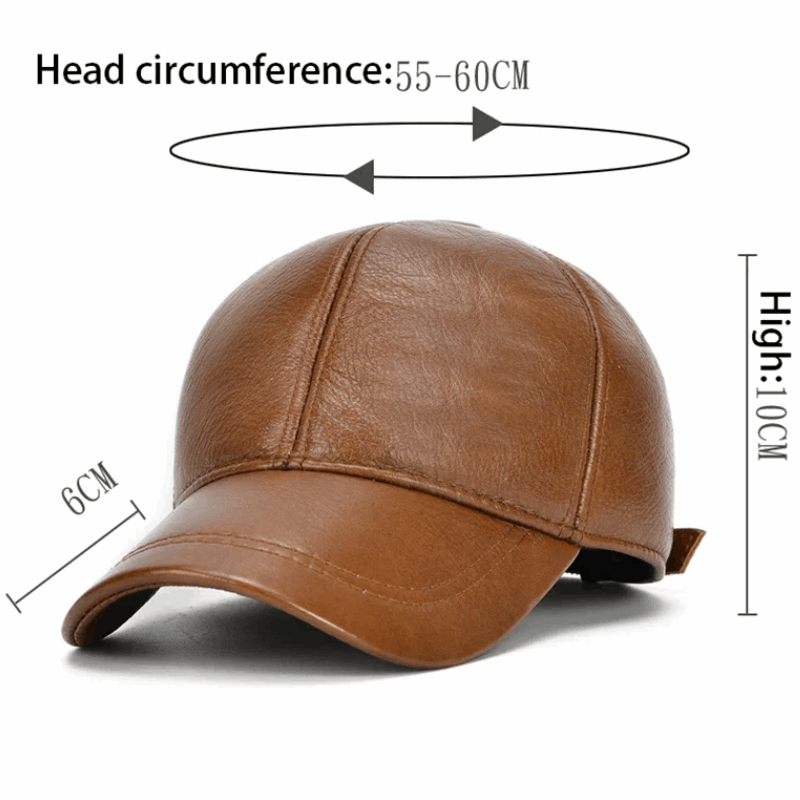 Men’s Genuine Cowhide Leather Adjustable Baseball Cap