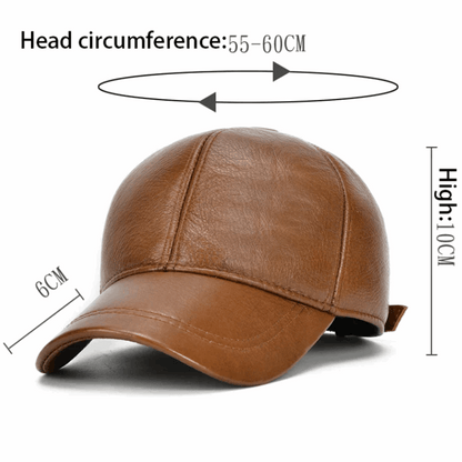 Men’s Genuine Cowhide Leather Adjustable Baseball Cap