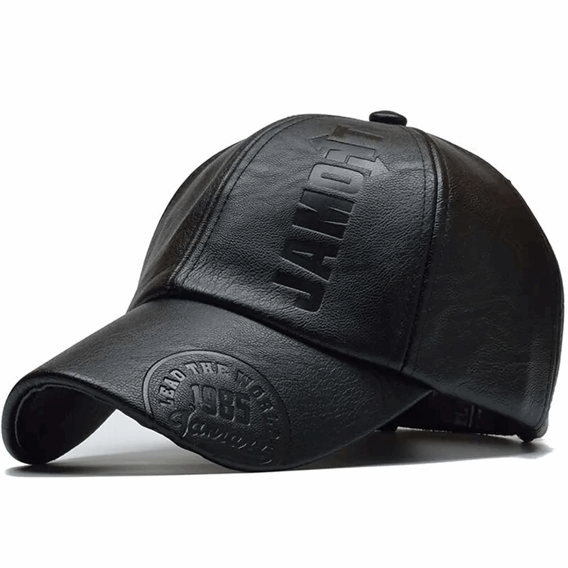 Premium PU Leather Letter Print Baseball Cap