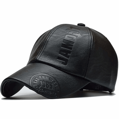 Premium PU Leather Letter Print Baseball Cap