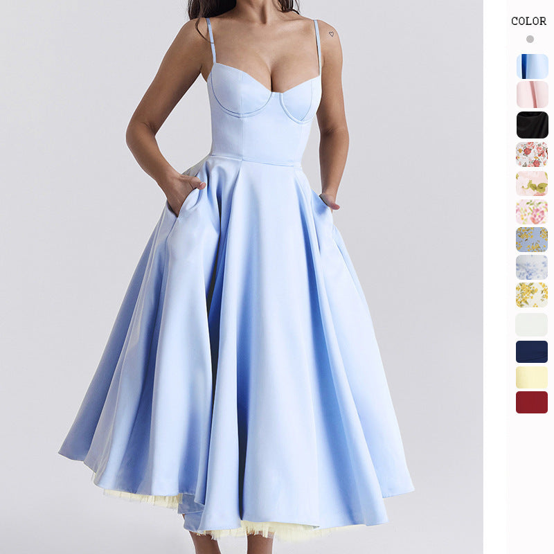 French Style Mesh Princess Dress with Flared Hem