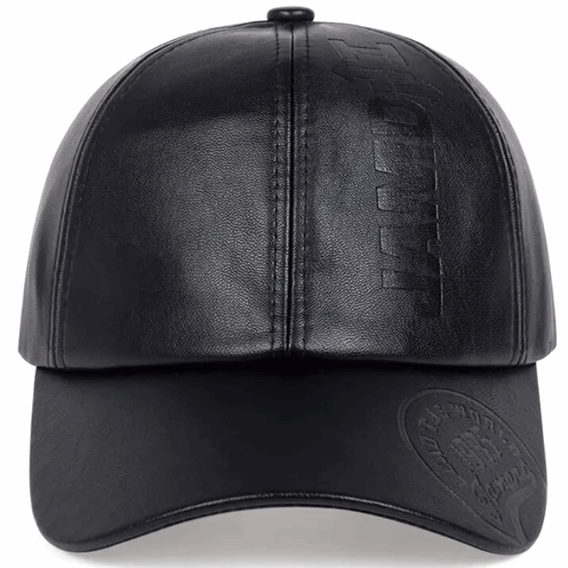 Premium PU Leather Letter Print Baseball Cap