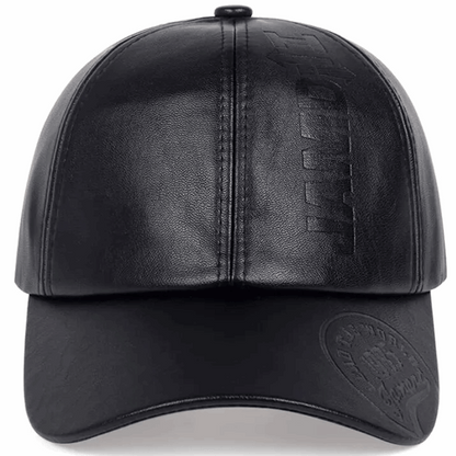 Premium PU Leather Letter Print Baseball Cap