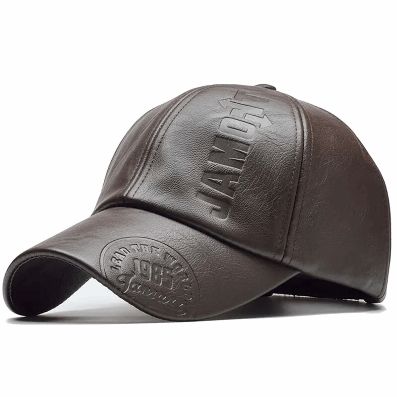 Premium PU Leather Letter Print Baseball Cap