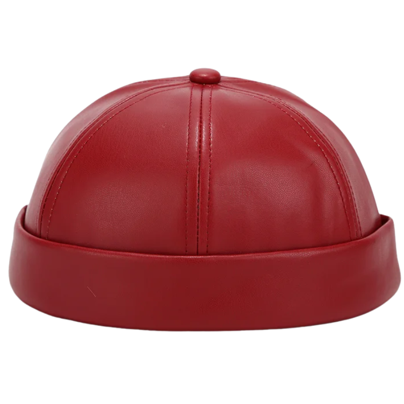 Adjustable Unisex Retro PU Leather Brimless Docker Cap