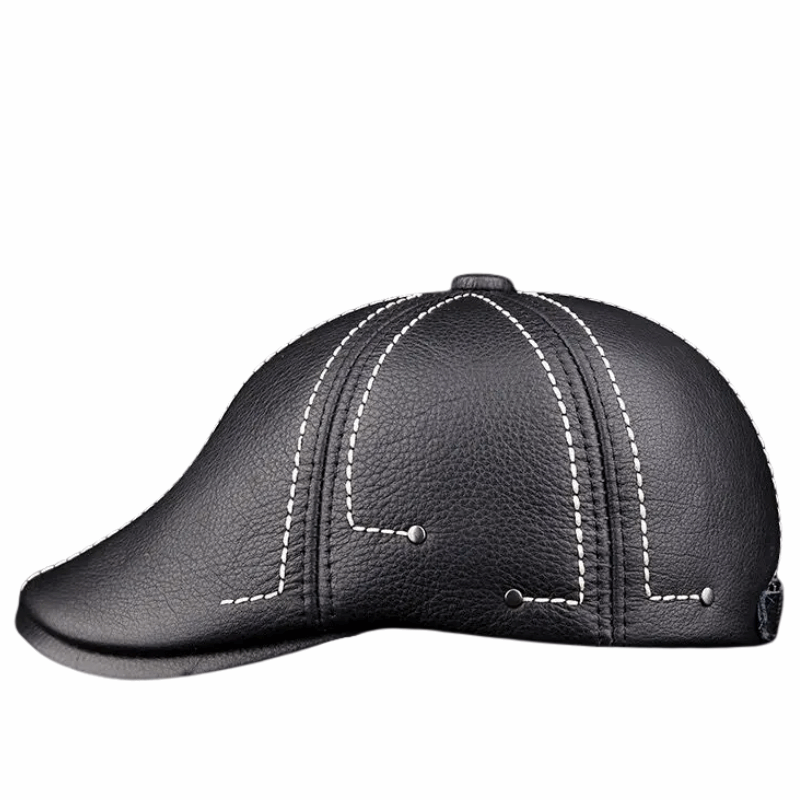 Premium Cowhide Men’s Real Leather Beret Hat
