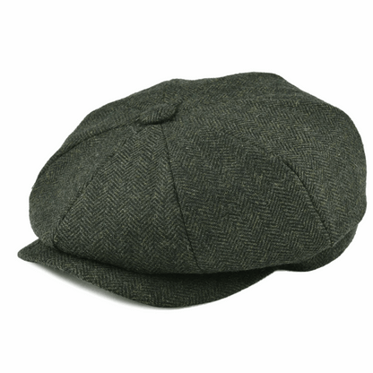 Men’s Herringbone Tweed Newsboy Cap – Wool Flat Hat