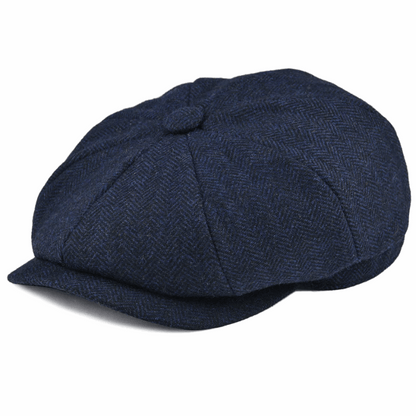 Men’s Herringbone Tweed Newsboy Cap – Wool Flat Hat