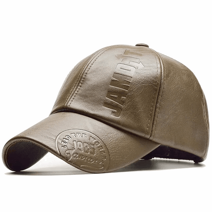 Premium PU Leather Letter Print Baseball Cap