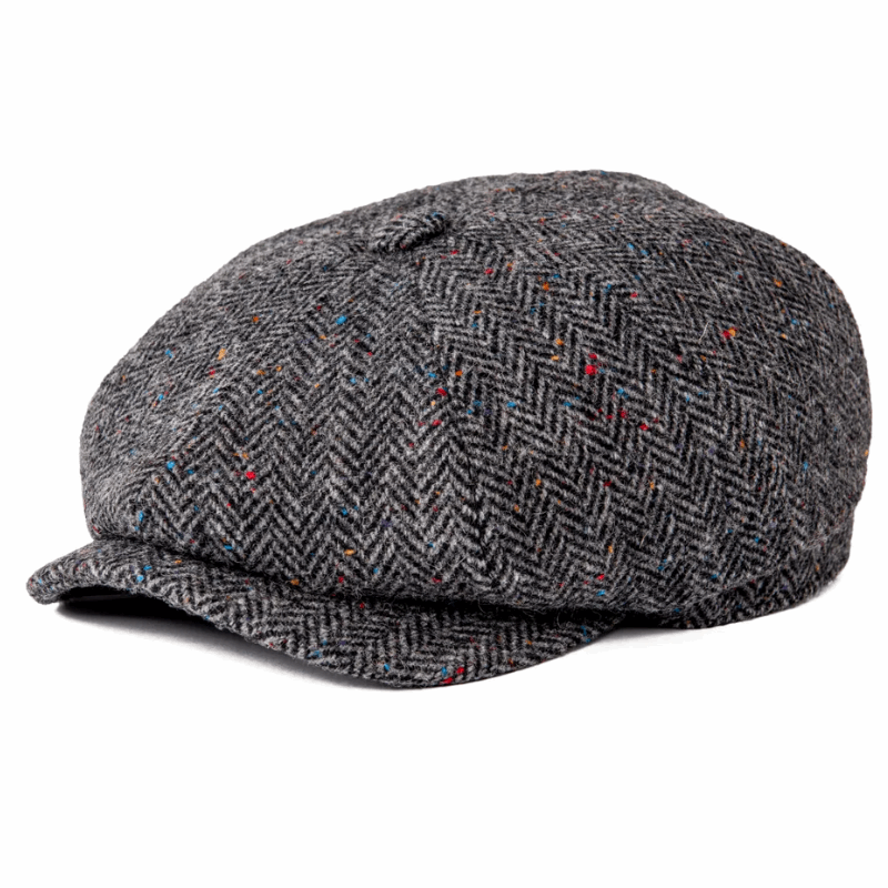 Men’s Herringbone Tweed Newsboy Cap – Wool Flat Hat