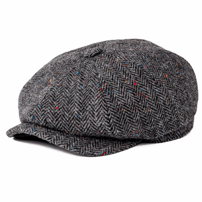 Men’s Herringbone Tweed Newsboy Cap – Wool Flat Hat