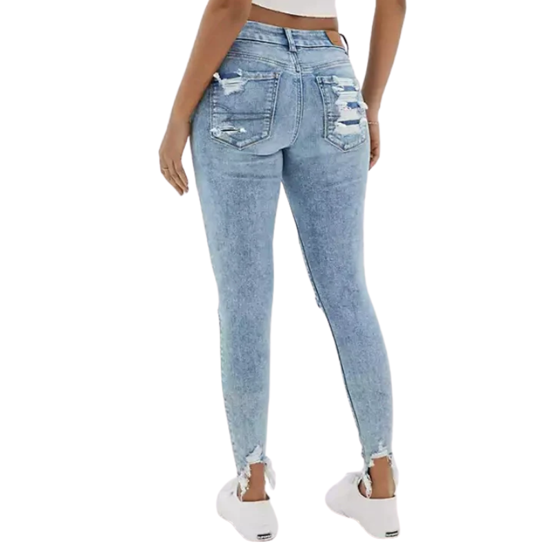 Low-Waist Slim-Fit Distressed Jeans for a Sleek Look
