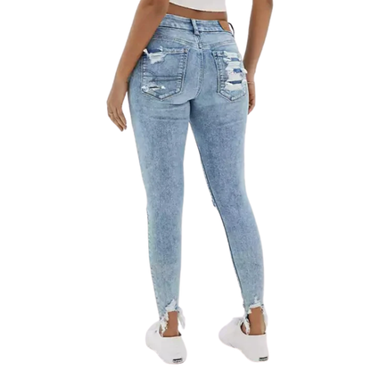 Low-Waist Slim-Fit Distressed Jeans for a Sleek Look