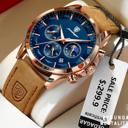 Waterproof & Leather Strap Luxury Men's Chronograph Watch