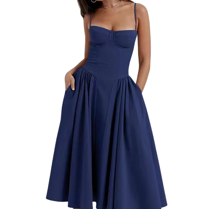 Suspender Mid-Length Dress with Chest Support