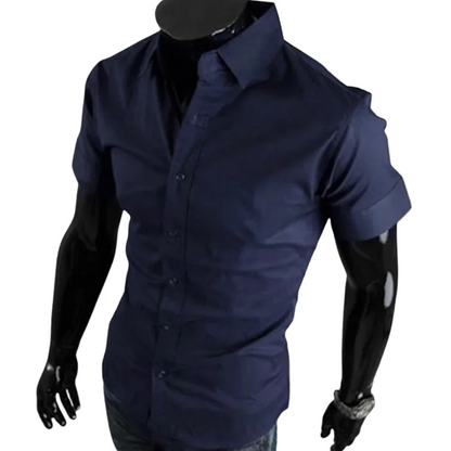 Korean Casual Summer Short Sleeve Men’s Slim Fit Dress Shirt