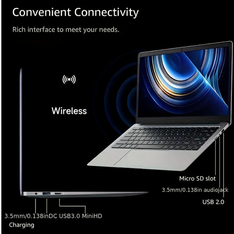 14" Laptop Intel N3350 6GB RAM 192GB SSD Windows 10 Notebook