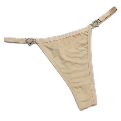 Sexy Women’s Stretch Thong with Heart Rhinestone