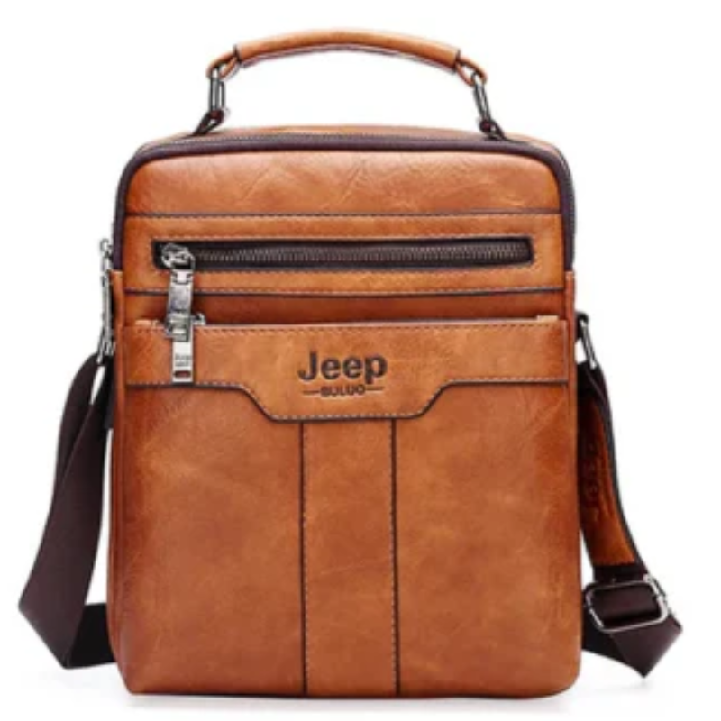 JEEP Men's Split Leather Business Messenger Crossbody Shoulder Bags
