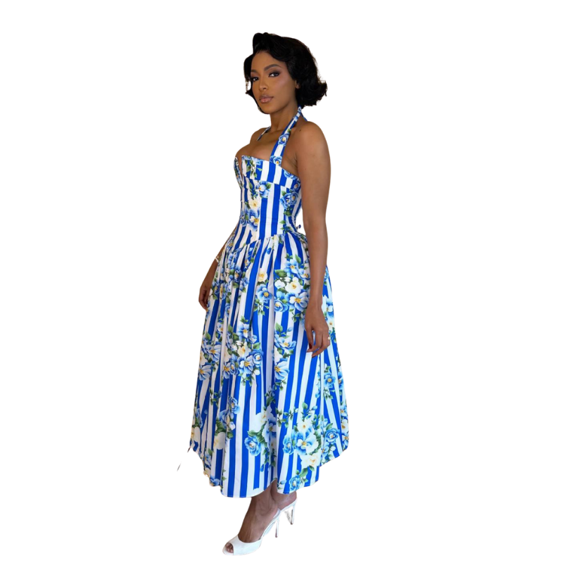 Floral Print Halter Neck Dress