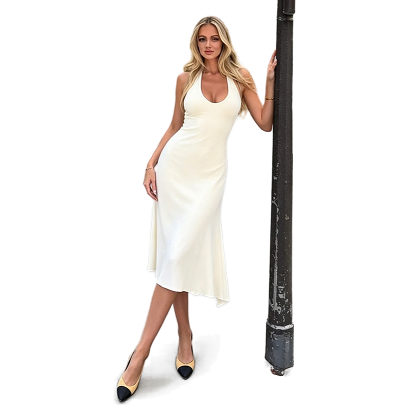 Solid-color dress