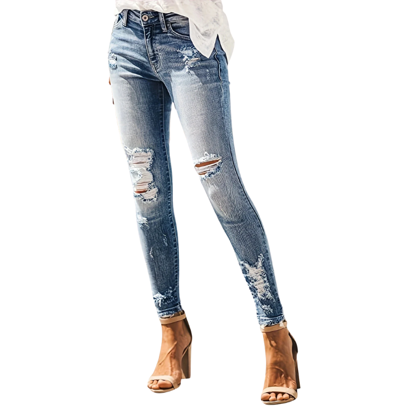 Nine-Point Fit High-Waist Slim Stretch Jeans for Women