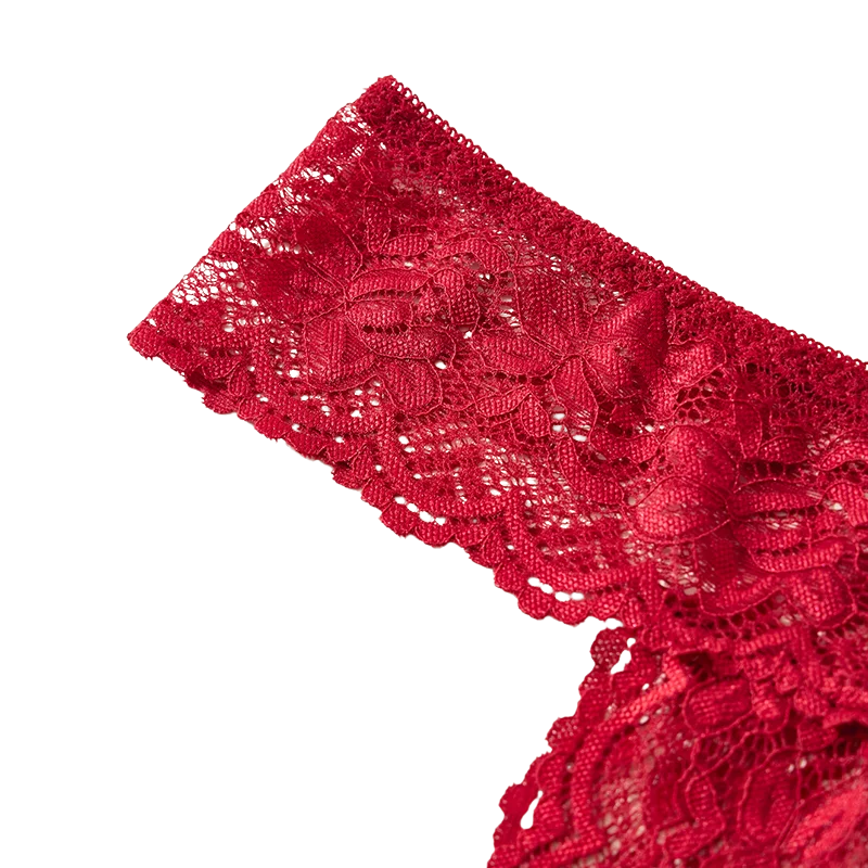 Sexy Lace Open Crotch Women’s Panties Solid Color Briefs