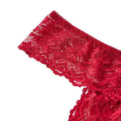 Sexy Lace Open Crotch Women’s Panties Solid Color Briefs