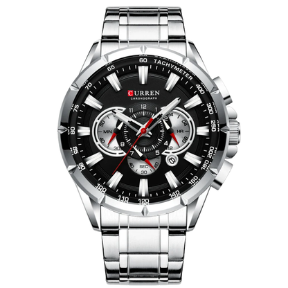 Steel Band, Big Dial, Luminous Curren Men's Chronograph Watch