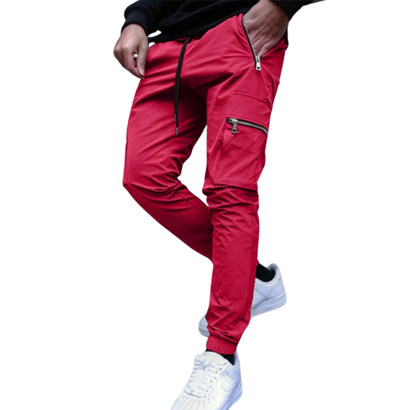 Slim Fit, All-Season Men's Mid-Waist Casual Sport Trousers