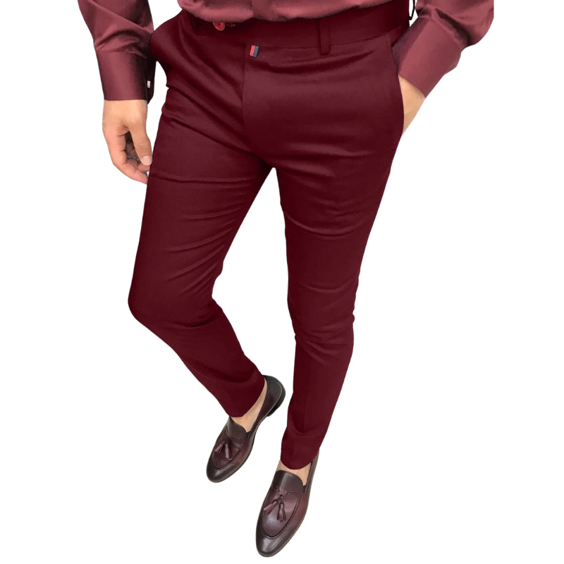 Men's High Waist Slim Fit Casual Business Pants