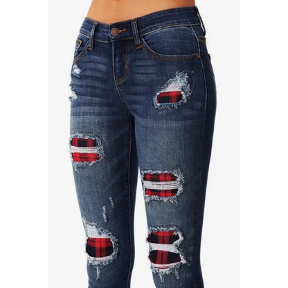 Stretch Denim Hipster Style Women’s Ripped Leopard Skinny Jeans