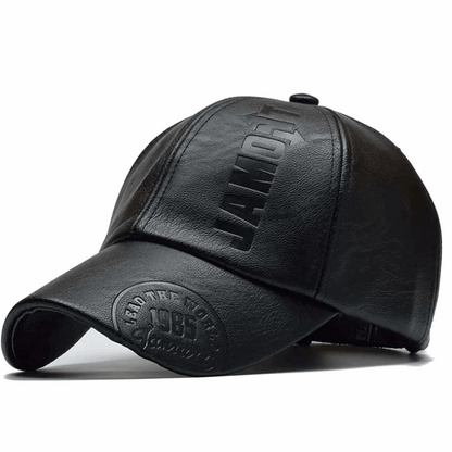 Premium PU Leather Letter Print Baseball Cap