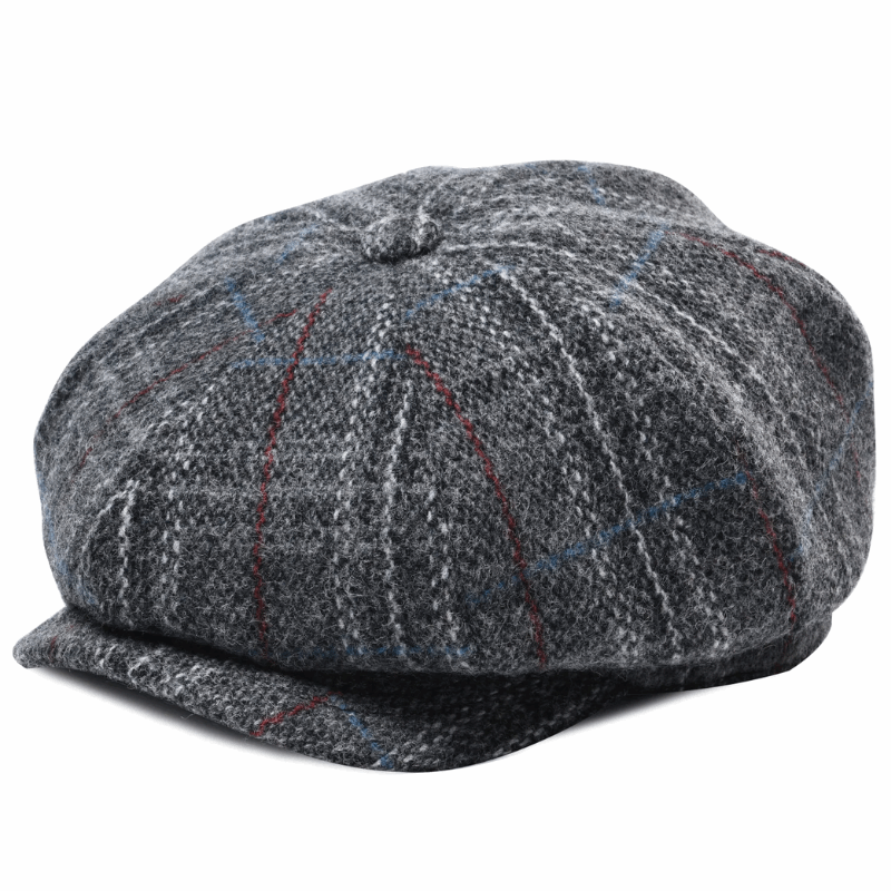 Men’s Herringbone Tweed Newsboy Cap – Wool Flat Hat