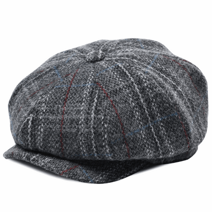 Men’s Herringbone Tweed Newsboy Cap – Wool Flat Hat